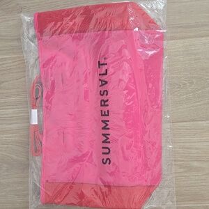 NWT Summersalt Neoprene Beach Tote Pink/Red Top Snap Closure Inside Zip Pocket